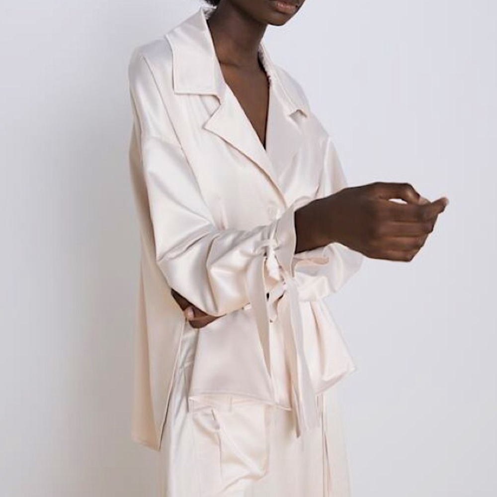 NWOT Zara Glossy Satin Blouse